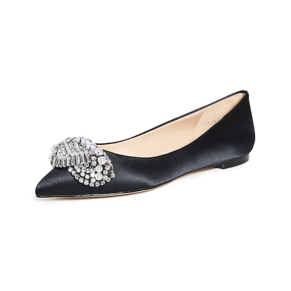 Badgley Mischka Octavia flats embellished black satin size 7 - Picture 4 of 8